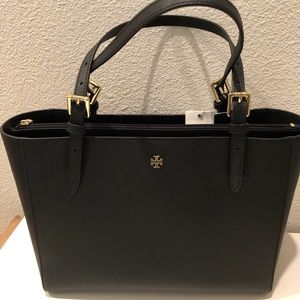 100% Authentic Tory Burch Emerson Black small Tote